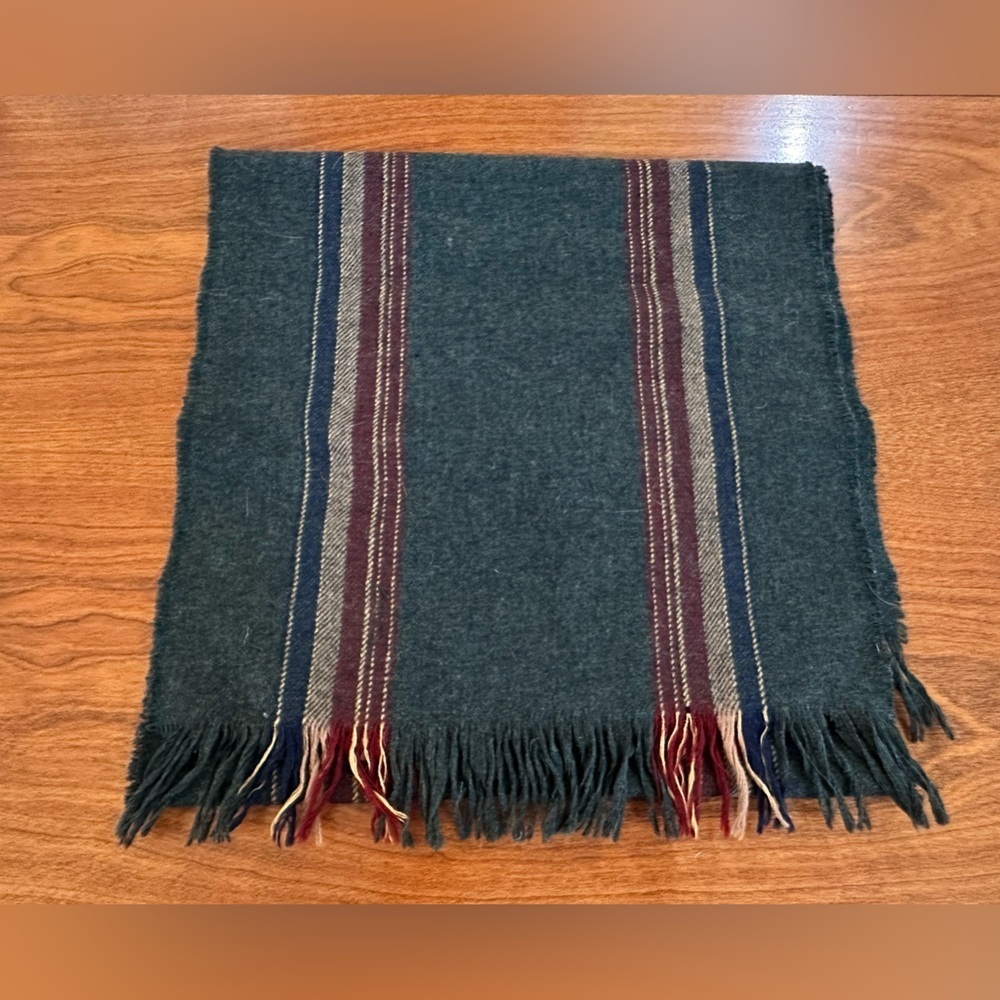 1970’s Pendleton Virgin Wool Stripe Scarf – Teal Green Made in USA - Picture 4 of 5